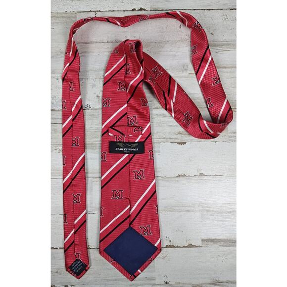 Miami University Redhawks Men's Necktie E Wings Rhodes Red Neck Tie - Picture 2 of 6
